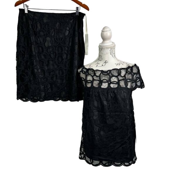 Vintage Kenar Black Lace Top & Skirt Set - 2 Pieces NWT - Picture 2 of 9